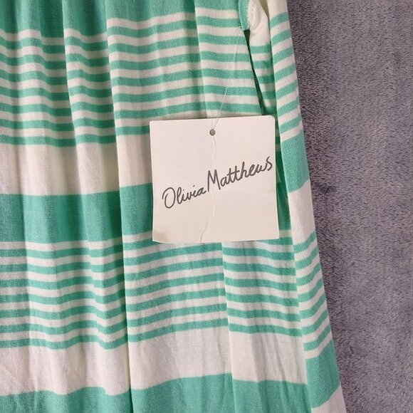 Olivia Matthews Womens S Vibrant Green White Striped sleeveless Flowy Dress‎ - Picture 8 of 10